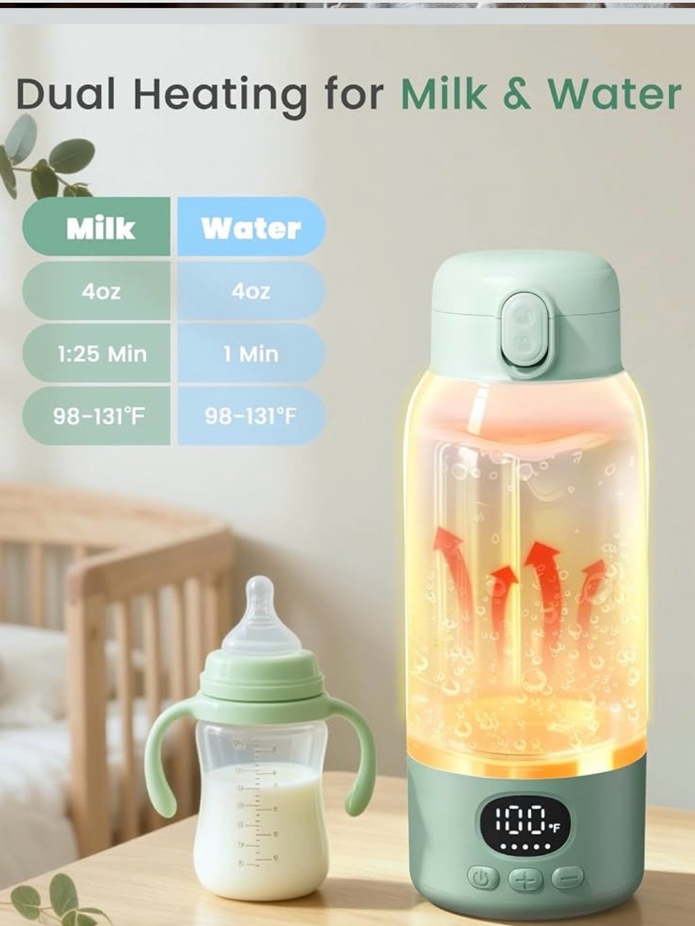 Electric Baby Bottle Warmer & Sterilizer in Mint Green